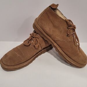 BEARPAW Skye Suede Leather Shearling Chukka Bootie Hickory Women's Size 8